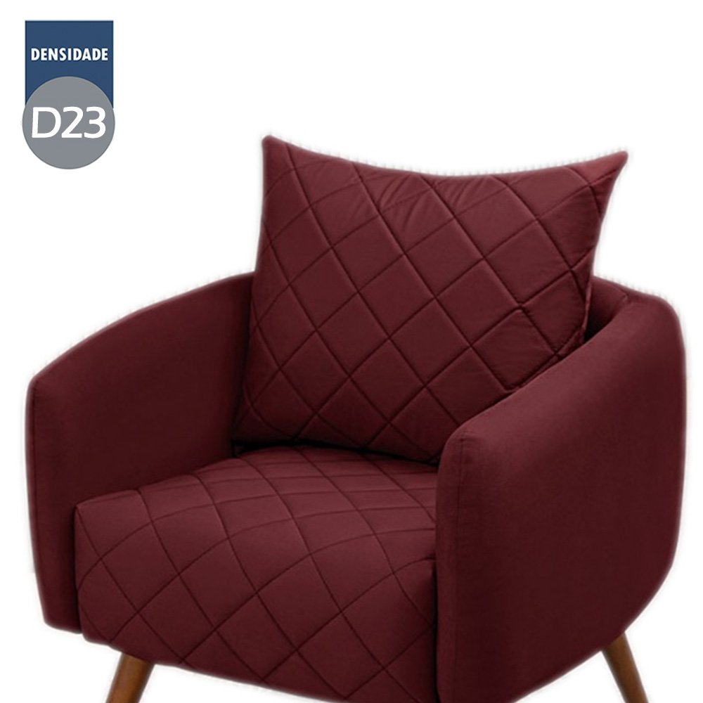 Poltrona Georgia SilvaFlex Suede Veludo Vinho com 84X76X91