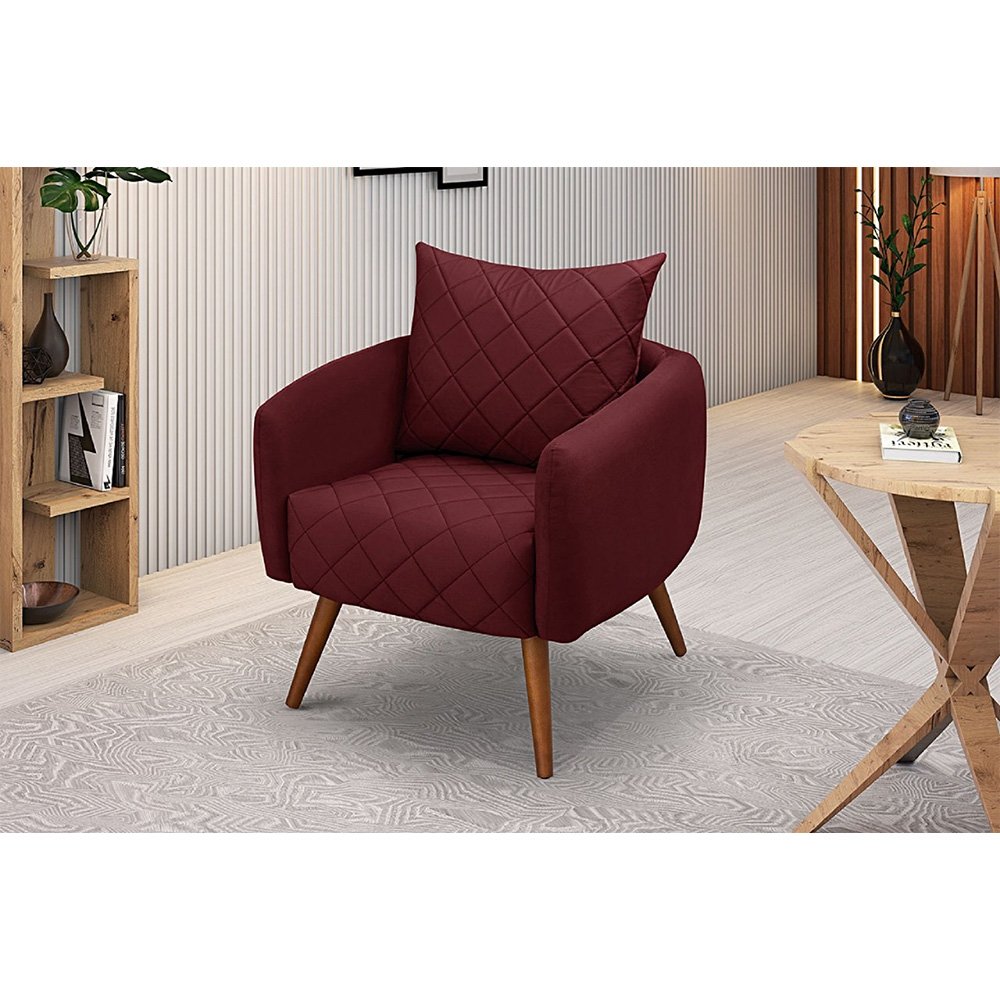 Poltrona Georgia SilvaFlex Suede Veludo Vinho com 84X76X91