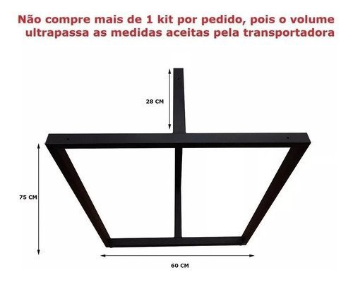 Base P/ Mesa Estilo T De Ferro S/ Tampo - Preto - 5