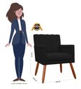 Ver imagem 4 de Poltrona Decorativa Cecília Couro Preto Pés Madeira Ms Decor