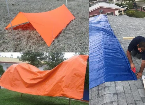 Lona Leve Laranja Encerado Carreteiro 7x10 / 10x7 300 Micras Impermeável com Ilhós - Carga Pesada - 5