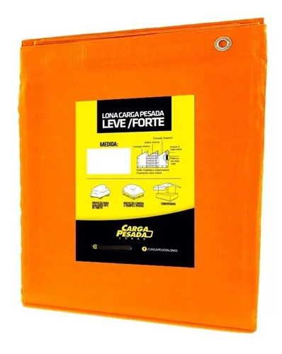 Lona Leve Laranja Encerado Carreteiro 7x10 / 10x7 300 Micras Impermeável com Ilhós - Carga Pesada - 1