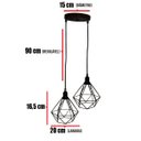 Ver imagem 2 de Lustre Pendente Aramado Duplo Diamante Cabo Regulável Luminária Agp Ilumini Diamante Luxdpenar Doura