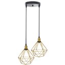 Ver imagem 1 de Lustre Pendente Aramado Duplo Diamante Cabo Regulável Luminária Agp Ilumini Diamante Luxdpenar Doura