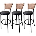 Ver imagem 1 de Kit 3 Banquetas Bistrô Hawaii Fendi Assento Preto