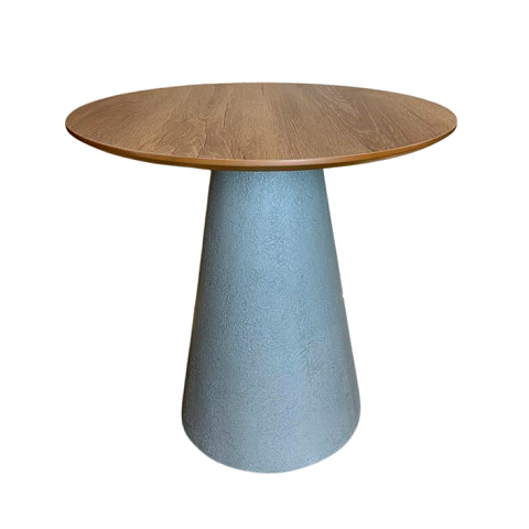 Mesa de Apoio Cone Base Cimento Texturizado - Tampo Mezzo Castani 50 cm Altura 60 cm - Cinza claro