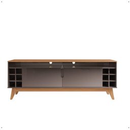 Rack Sala Estante Tv 60" Bancada Home Wine 2 Portas Nicho Adega Pés Retrô Sala Quarto Pequeno - - 5