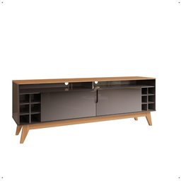 Rack Sala Estante Tv 60" Bancada Home Wine 2 Portas Nicho Adega Pés Retrô Sala Quarto Pequeno - - 6
