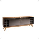 Ver imagem 6 de Rack Sala Estante Tv 60" Bancada Home Wine 2 Portas Nicho Adega Pés Retrô Sala Quarto Pequeno -