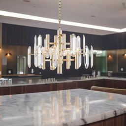 Lustre Clássico Helsinque em Metal e Cristal para Sala de Jantar e Ambientes Modernos - 55x75cm - 2