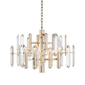 Lustre Clássico Helsinque em Metal e Cristal para Sala de Jantar e Ambientes Modernos - 55x75cm