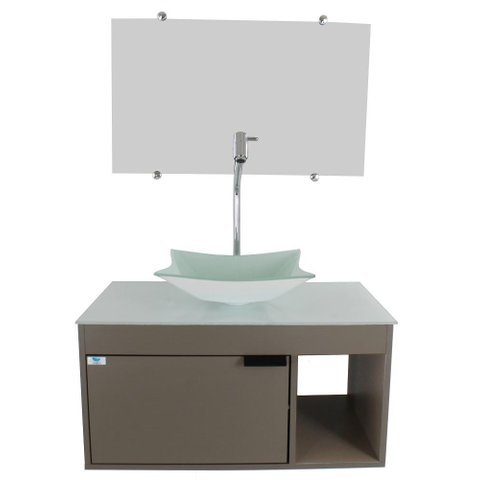 Gabinete Armário Banheiro 60cm Cuba Quadrada Branca