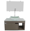 Ver imagem 1 de Gabinete Armário Banheiro 60cm Cuba Quadrada Branca