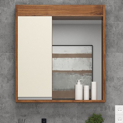 Armário de Banheiro 60cm 01 Porta Ref 670 Cewal - Amendoa/off White