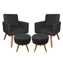 Ver imagem 1 de Kit 2 Poltronas/2 Puffs Redonda Veludo Preto