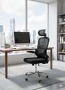 Ver imagem 1 de Cadeira de Escritório Ergonômica com Apoio de Lombar Premium em Tecido