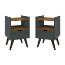 Ver imagem 1 de Kit 2 Mesa Cabeceira 1 Gaveta 1 Nicho Pés Retro