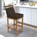 Ver imagem 6 de Kit 2 Banquetas Alta Lyara em Madeira Maciça com Encosto Estofada Marinho Móveis Banqueta Lyara Marr