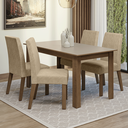 Ver imagem 1 de Conjunto Sala de Jantar Lumina Mesa Tampo de Madeira 4 Cadeiras Rustic/Crema/Suede Imperial Madesa
