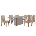 Ver imagem 2 de Mesa de Jantar Isadora 180cm Tampo MDF Vidro com 6 Cadeiras Veludo Creme Off White Naturale