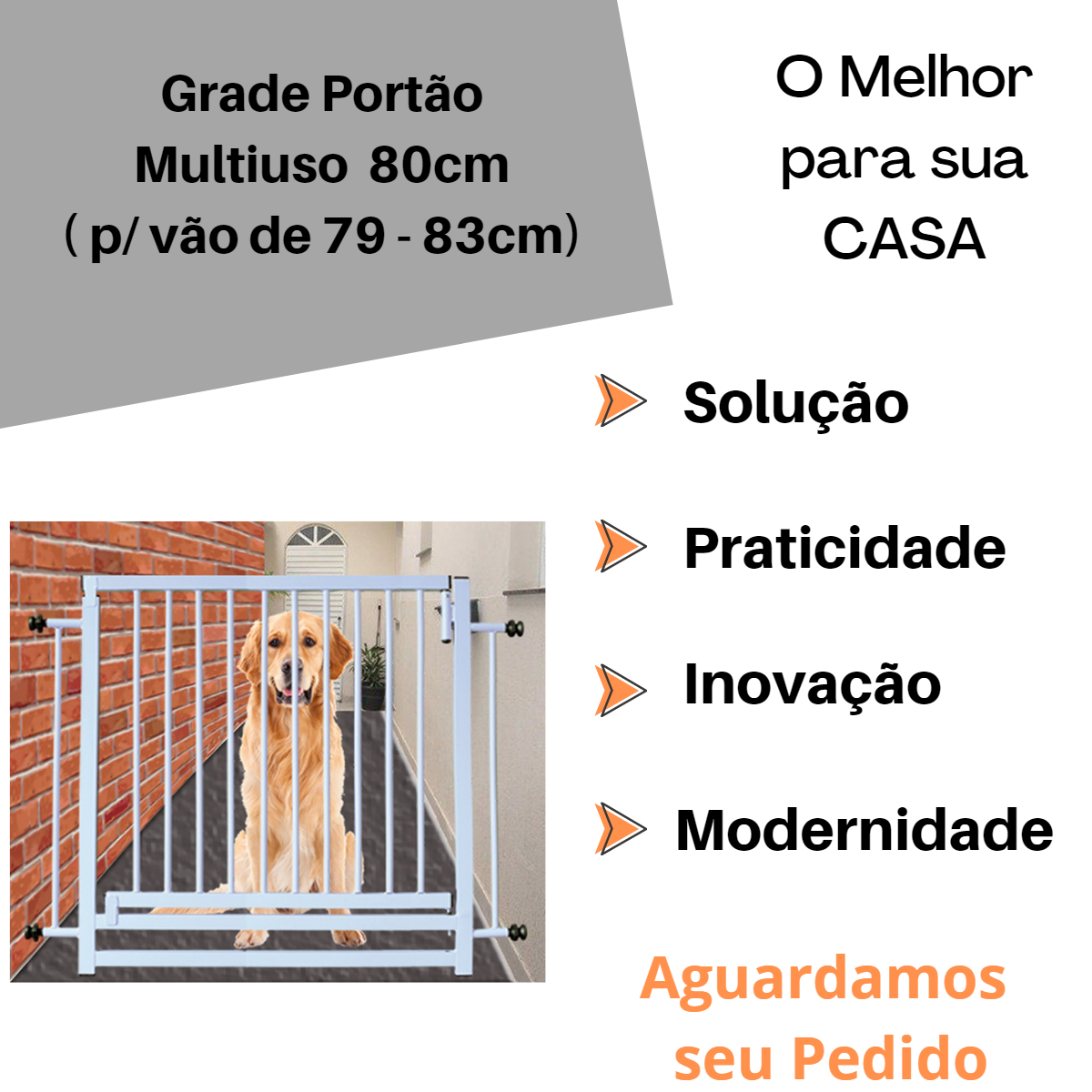 Portão para Cachorro Pet Criança Preto Grade de Porta Reforçado 80cm - 6