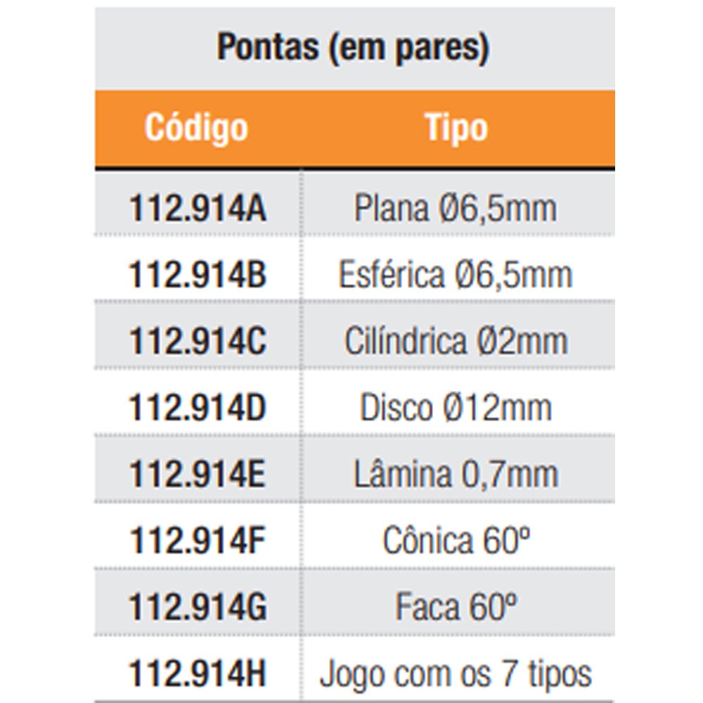 Ponta Medição Diversa Cap. Esférica 6,5mm - 112.914b - 4