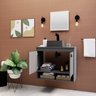 Gabinete Banheiro Armario Cuba Pia 100% Mdf - Latina Preto 51 Cm - 2