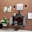 Ver imagem 2 de Gabinete Banheiro Armario Cuba Pia 100% Mdf - Latina Preto 51 Cm