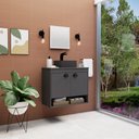 Ver imagem 1 de Gabinete Banheiro Armario Cuba Pia 100% Mdf - Latina Preto 51 Cm