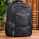 Ver imagem 2 de Mochila Executiva Courino Preto Extra Grande Porta Notebook 7 Compartimentos Luxo Reforçada