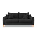 Ver imagem 3 de Sofá Living 3 Lugares Bouclê Preto 2.20m Pés em Madeira Bz Home Decor