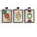 Ver imagem 2 de Trio de Quadros Decorativos Geométrico Linhas e Anéis -40x60 -sala-quarto com Moldura