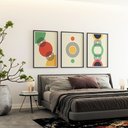 Ver imagem 4 de Trio de Quadros Decorativos Geométrico Linhas e Anéis -40x60 -sala-quarto com Moldura