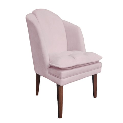 Poltrona Decorativa Raquel Suede Rosa Bebe - Dominic Decor