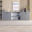 Ver imagem 3 de Armário para Escritório F5 4 Portas 2 Prateleiras MDP 240cm Cinza Sagrado com Branco F5 Office