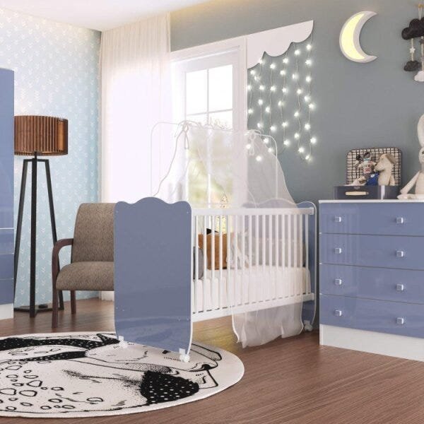 Quarto de Bebê Completo com Guarda-Roupa Infantil, Cômoda e Berço Alice Espresso Móveis - 11