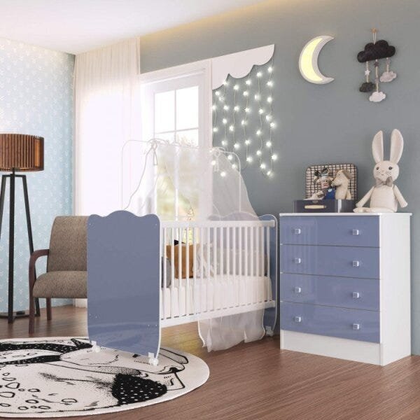 Quarto de Bebê Completo com Guarda-Roupa Infantil, Cômoda e Berço Alice Espresso Móveis - 9