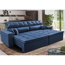 Ver imagem 1 de Sofá Retrátil e Reclinável 2,92m Luxos Cama Inbox Velusoft Azul