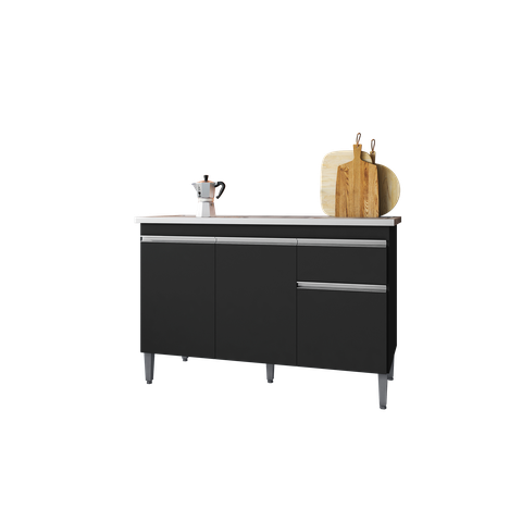 120cm Balcão Gabinete Cozinha Tatiane Preto sem Tampo Ajl