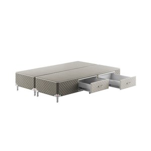 Base Box Gaveta Bipartido Queen Spubio Incofal Marrom Claro 158x198x35cm