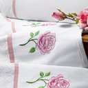Ver imagem 2 de Jogo de Lençol Yonara Queen 4 Peças Percal 180 Fios Bordado Floral Branco 100% Poliéster