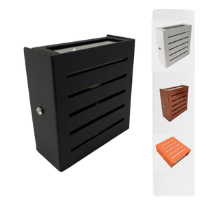 Luminária Arandela 5 Aletas de Vidro 2 Focos Parede Externa:Preto