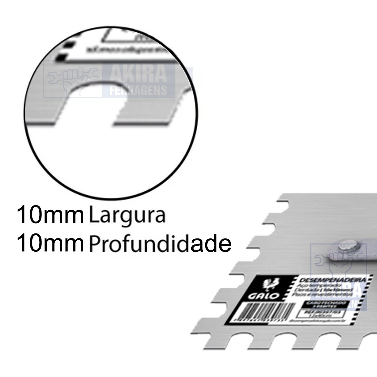 Desempenadeira Aço Galo 307/03 Dentada Piso Azulejista 12x40cm 10mm - 2