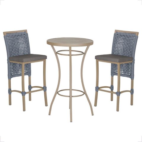Mesa Bistro e 2 Banquetas Roma Fendi Corda Náutica 11 Trama Original