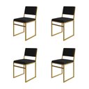 Ver imagem 1 de Kit 4 Cadeiras de Jantar Industrial Isa Assento Veludo Preto Base Dourado