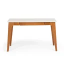 Ver imagem 5 de Escrivaninha Mesa Escritório Club 1 Gaveta 120cm Branco Pérola E Garapa