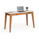 Ver imagem 6 de Escrivaninha Mesa Escritório Club 1 Gaveta 120cm Branco Pérola E Garapa