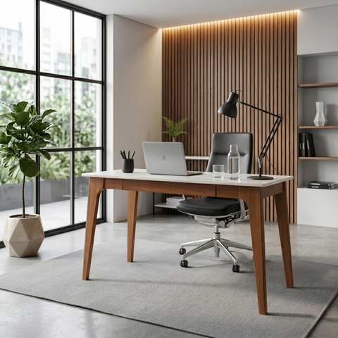 Escrivaninha Mesa Escritório Club 1 Gaveta 120cm Branco Pérola E Garapa