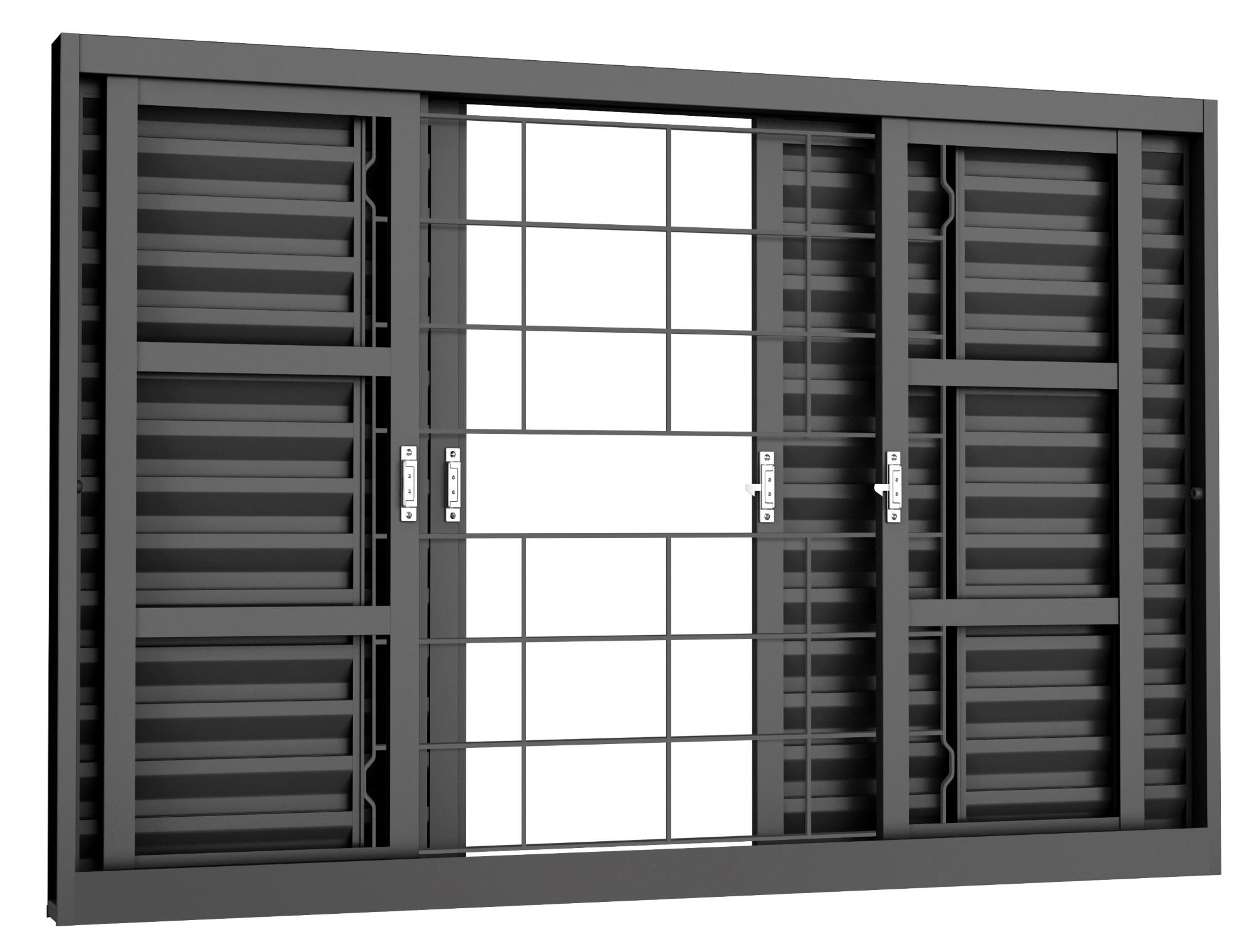 Janela Veneziana 6f 100x100 Req12cm sem Vd Gde Quadriculada