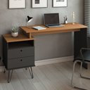 Ver imagem 2 de Mesa para Escritório Escrivaninha Home Office Versa A02 Freijó Preto - Lyam Decor